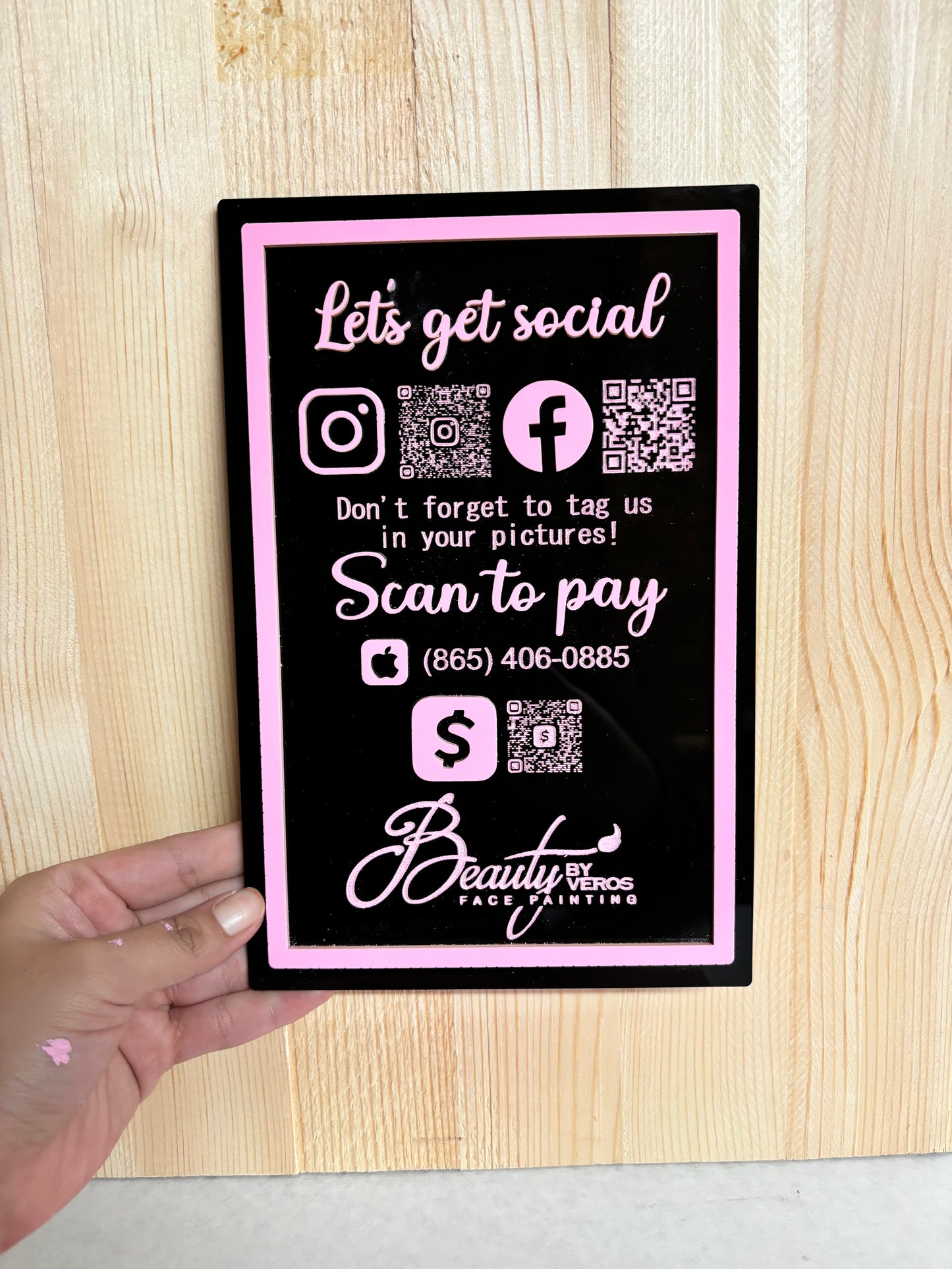 Business Social Media and Payment Sign